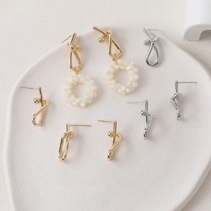 4 pieces gold/silver Plated knot post earrings, Earring connector Findings,DIY Earring Jewelry Findings Pendant Craft Accessories