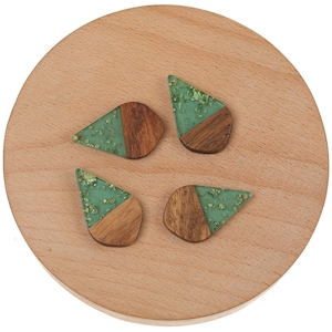 10 PCS Epoxy Resin Pendants, Teardrop Semi Translucent Resin Earring Findings, Wood and Resin Pendant, Color Blocked,Diy Jewelry Accessories