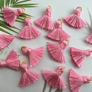 10 pieces Pink Tassels,Tiny Catton Tassels,2cm Cotton Thread Tassels,Mini Tassels,Tassels Charm for Jewelry Making,DIY Tassels Earrings