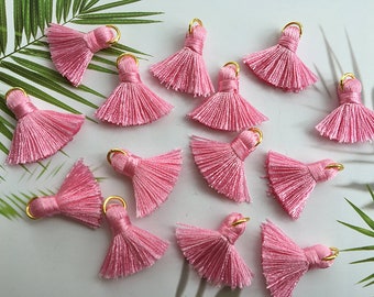 10 pieces Pink Tassels,Tiny Catton Tassels,2cm Cotton Thread Tassels,Mini Tassels,Tassels Charm for Jewelry Making,DIY Tassels Earrings