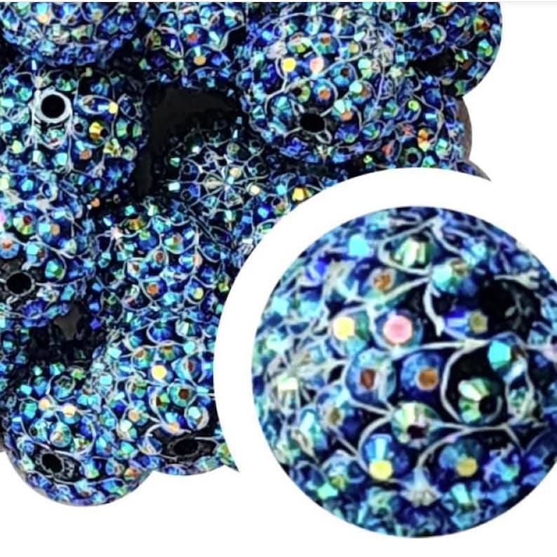 Blue AB Color Spider Web Print Rhinestone Bubblegum Beads,20mm Round ...