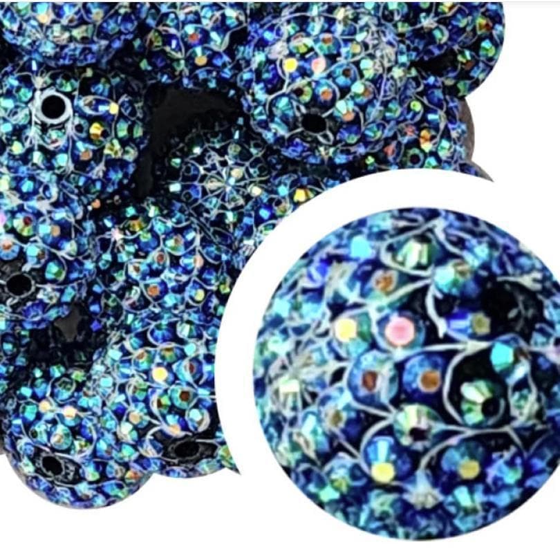 Blue AB Color Spider Web Print Rhinestone Bubblegum Beads,20mm Round ...