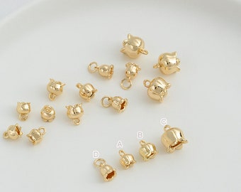 10pcs Bell Orchid flower Charms, Necklace Charms, Bracelet Finding Jewelry Making Pendant Supplies,Gold Plated Accessories