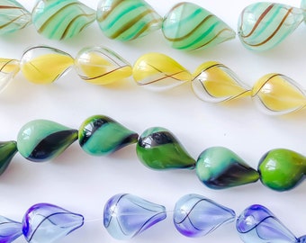 4 pcs  Glass Beads Glazed Bead Lampwork Candy Hollow glass bead Handmade Bead Rainbow Bead Charm Bracelet DIY Jewelry Necklace Teardrop Bead