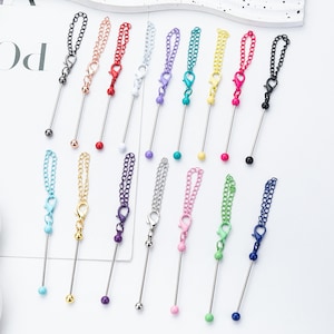 Beadable Bar Keychains,Metal Keychains, Bar keychain,Beadable Beaded Crafts, Plated Metal Keyrings and Swivel Clasps, DIY Keychains Crafting