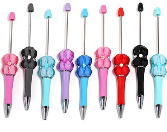 5pcs Rhinestone Beadable Pen Blank,Plastic Beadable Pens,Petals Beadable pen,DIY Bead Ballpoint Pens ,Bubblegum Beads to Customize