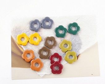 10 pieces Flower-shaped Resin Charm Pendant, Acetate Acrylic flower charms with hole, Hollow Flower Earring Charm DIY Jewelry Craft Supplies