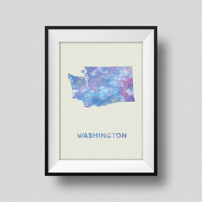 Washington Watercolor Map Art Print Washington Ink Splash Poster Art ...