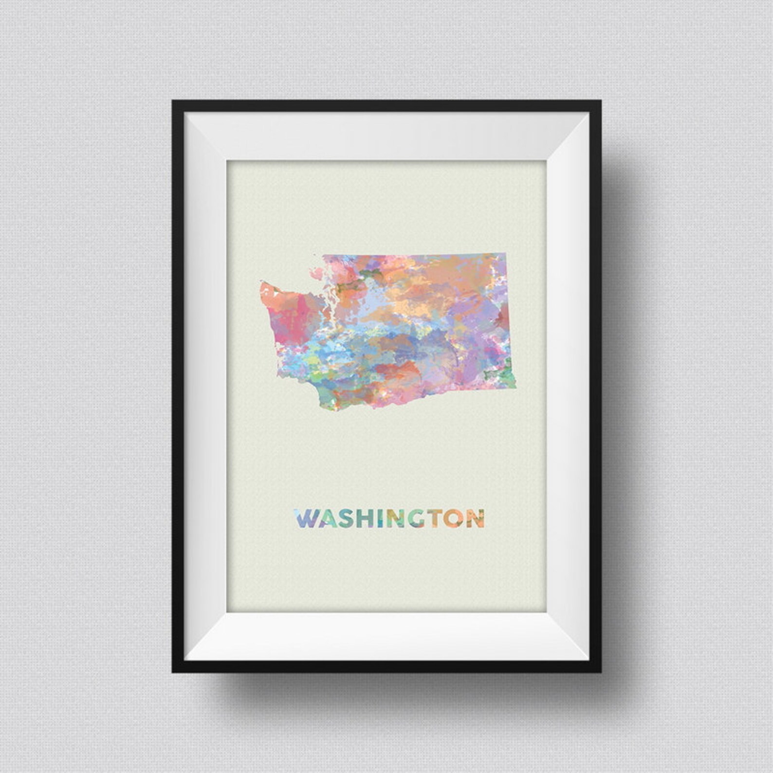 Washington Watercolor Map Art Print Washington Ink Splash Poster Art ...