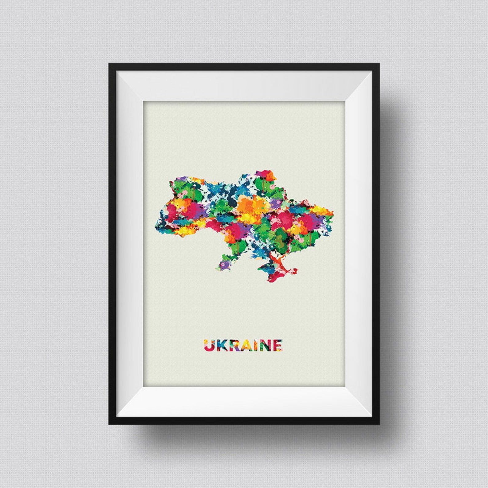 Ukraine Watercolor Map Art Print Ukraine Ink Splash Poster Art Canvas ...