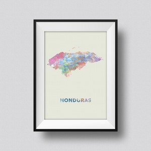 Honduras Watercolor Map Art Print Honduras Ink Splash Watercolor Poster Art Canvas