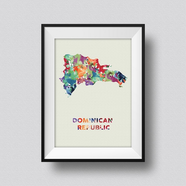 Dominikanische Republik-Aquarell Landkarte Kunstdruck Dominikanische Republik Tinte Splash Poster Leinwand