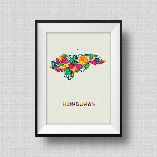 Honduras Watercolor Map Art Print Honduras Ink Splash Watercolor Poster Art Canvas