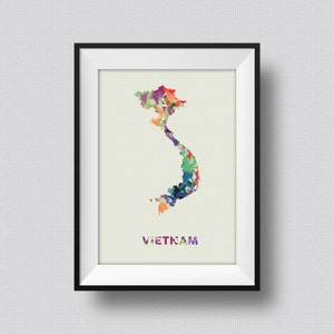 Vietnam Watercolor Map Art Print Vietnam Ink Splash Poster Art Canvas