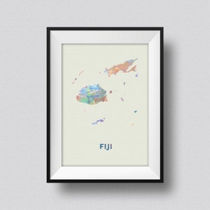 Fiji Watercolor Map Art Print Fiji Ink Splash Poster Art Canvas