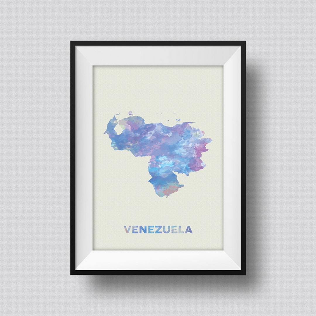 Venezuela Watercolor Map Art Print Venezuela Ink Splash Poster - Etsy