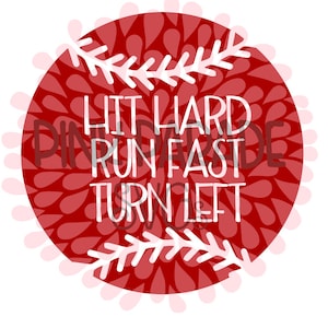Hit Hard Run Snelle draai links Honkbal Softbal SVG/DXF/PNG Graveerbaar ontwerpbestand gesneden bestand