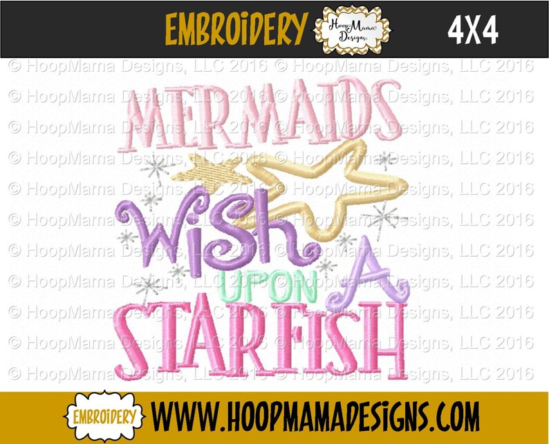 Mermaids wish upon a starfish applique machine embroidery  etsy