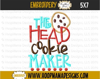Christmas Embroidery Design - The Head Cookie Maker, Cookie Applique, 4x4 5x7 6x10, Santa Hat Embroidery Design, Christmas Designs