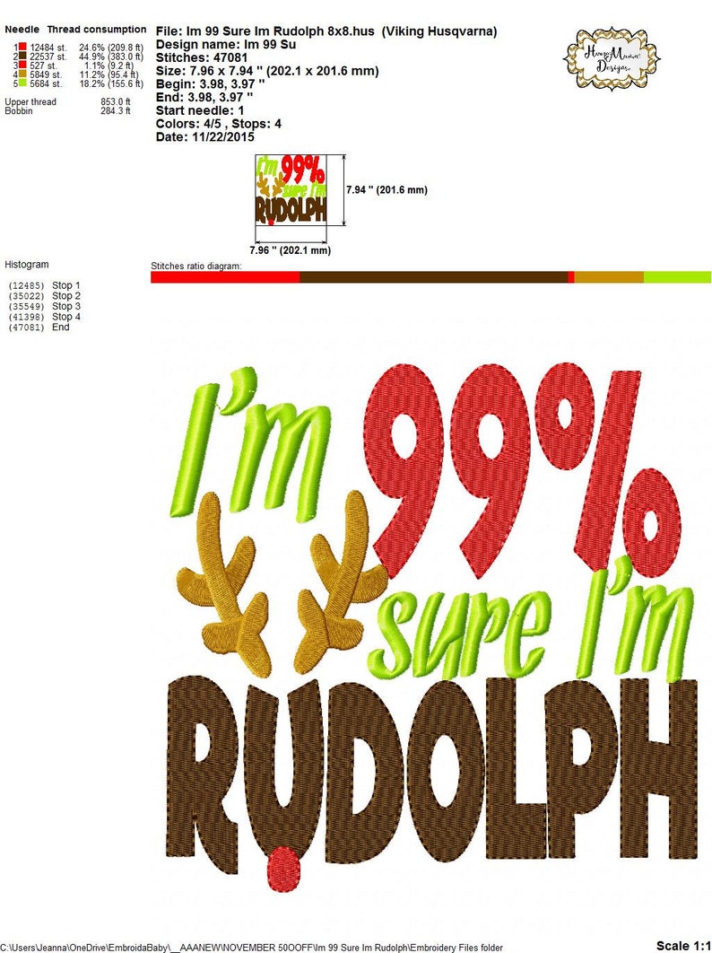 I'm 99% Sure I'm Rudolph 4x4 5x7 6x10 7x11 8x8 | Etsy