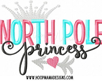 Machine Applique Embroidery Design - North Pole Princess 4x4 5x7 6x10 7x11 8x8 Christmas
