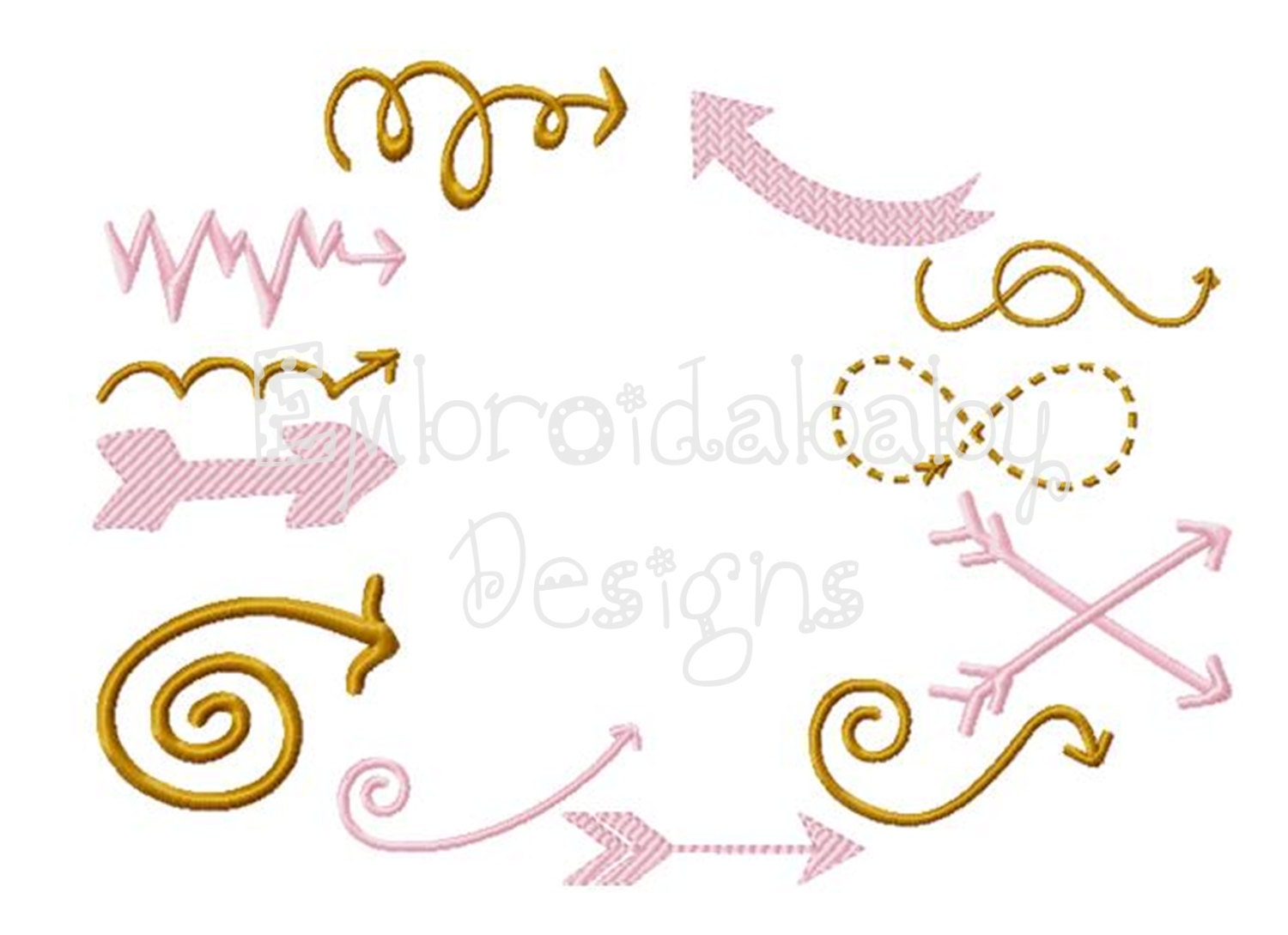 12 Arrows Machine Embroidery Design 4 Sizes Golden Arrow Etsy