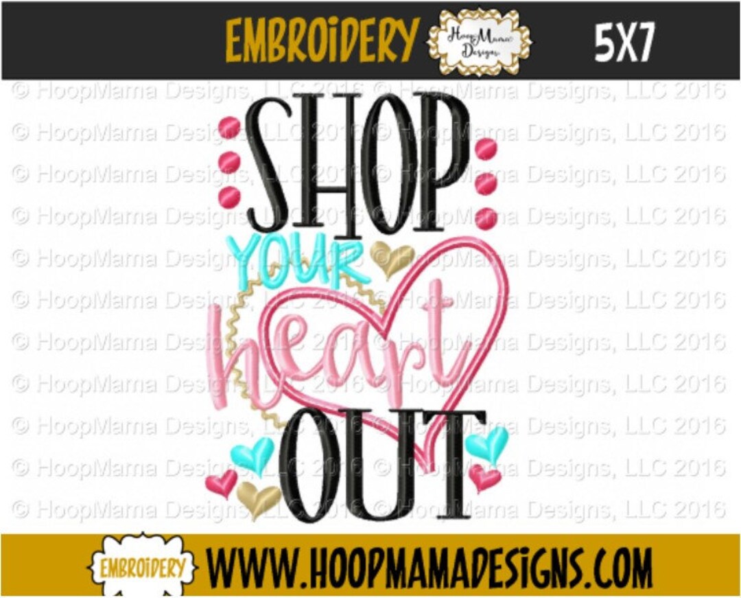 Shop Your Heart Out Black Friday Embroidery Design 4x4 5x7 Etsy