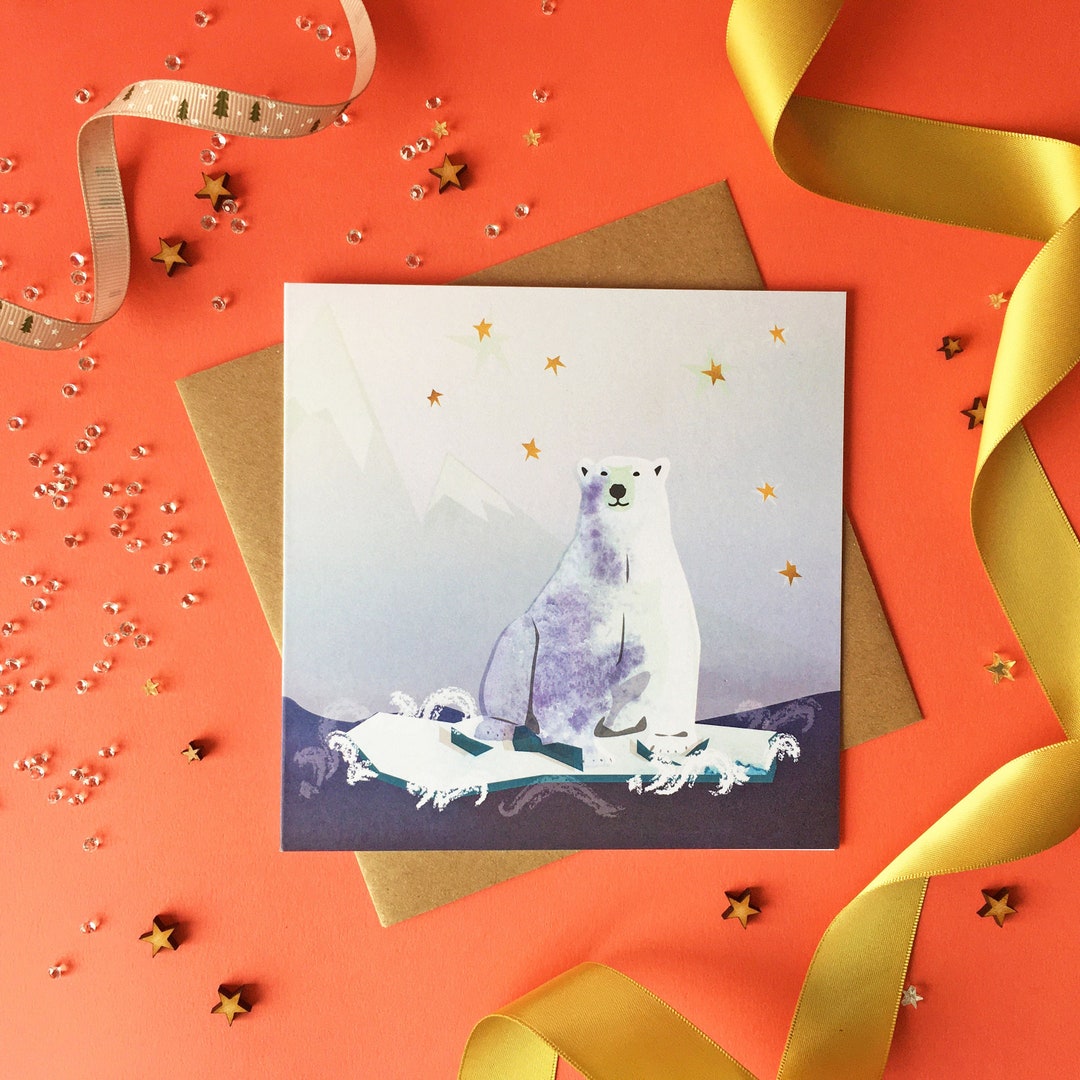 Illustrated Arctic Polar Bear Christmas Card Illustrated Christmas Card ...