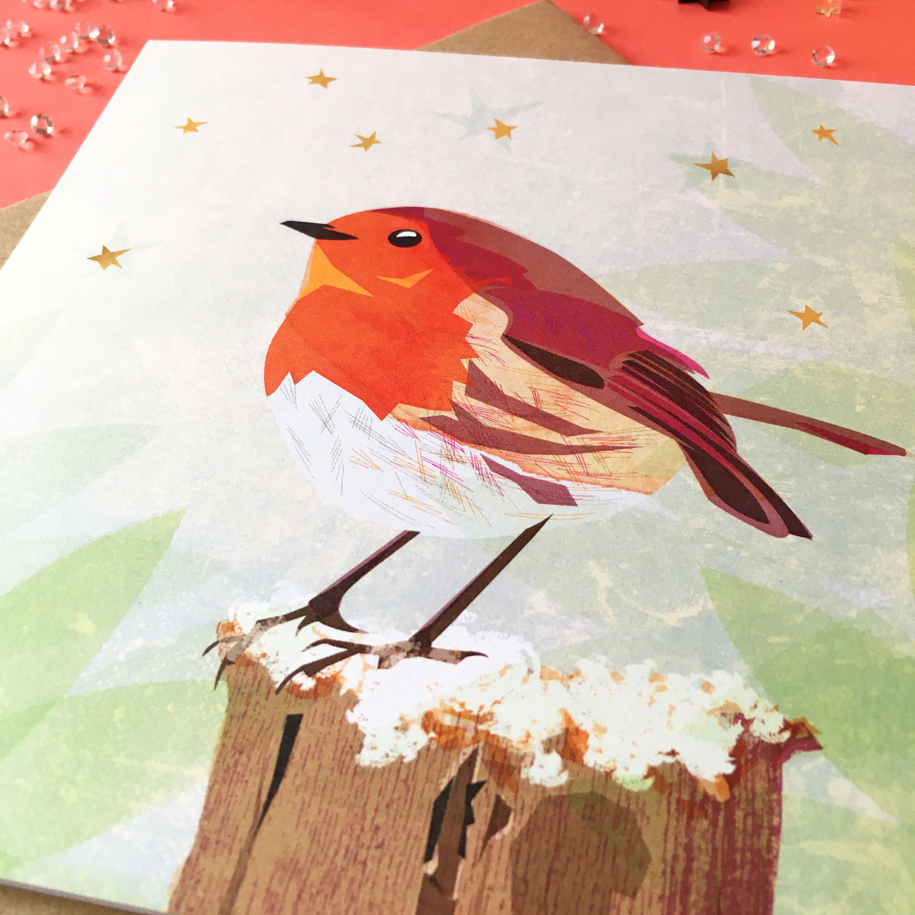 Illustrated Robin Christmas Card: Festive Bird Holiday Card - Etsy UK