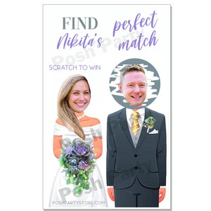 Bridal Shower Scratch Off Game, Perfect Match, Personalized Bride + Groom Image