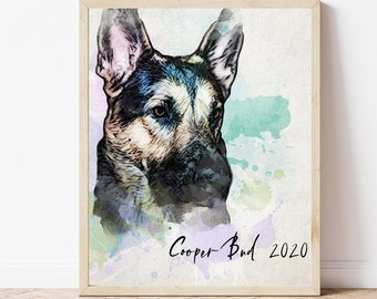 Watercolor pet portrait custom, custom pet portrait, custom dog portrait, pet memorial, pet portrait custom, pet portrait from photo