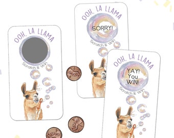 Llama Theme Baby Shower Scratch Off Game, Baby Shower Games, Fun and Easy Baby Shower Games