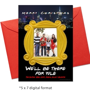 Cartão de natal do programa de TV Friends, cartão de natal dos amigos, cartão de natal com foto 2024, cartão de natal com foto de feriado