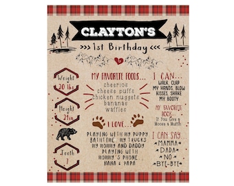 Lumberjack birthday poster, lumberjack first birthday poster, Lumberjack 1st birthday decoration