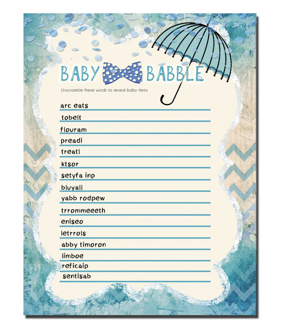 Baby Shower Games, Printable Baby Shower Game, Instant Download Shower ...