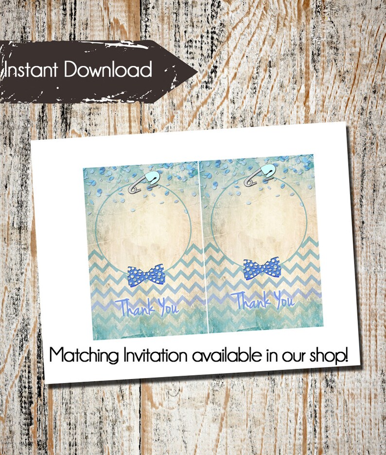 Thank You Card Matching Thank You Note for Baby Boy Shower Etsy