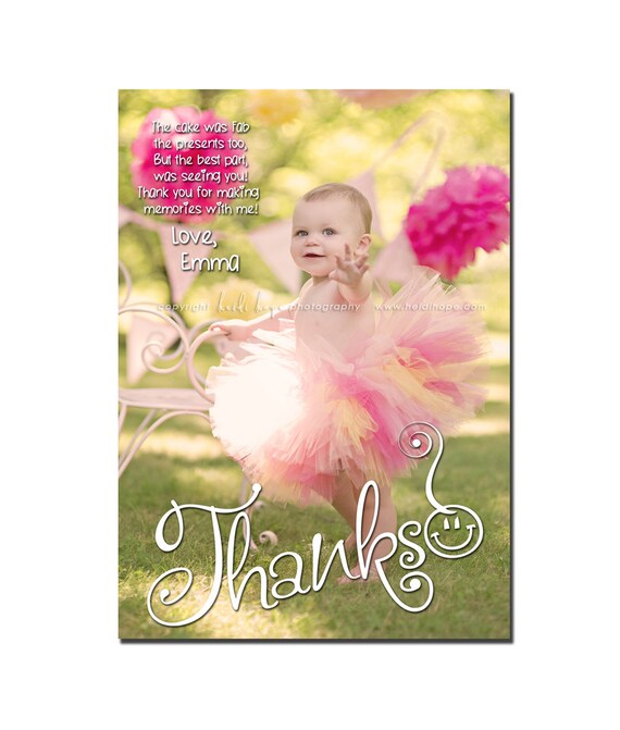 First Birthday Thank You Card Custom Thank You Card Photo Etsy