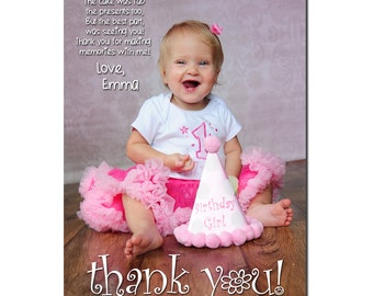 First Birthday Thank You Card, custom thank you card, photo thank you, 1st birthday thank you, cute thank you notes, childrens thank you