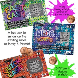 pregnancy announcement grandparents, surprise pregnancy announcement, scratch ticket, lotto replica image 2