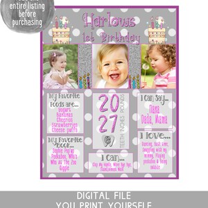 First Birthday Chalkboard, Birthday Chalkboard, Girl 1st Birthday, 1st Birthday Chalkboard, Birthday Chalkboard, Digital  File