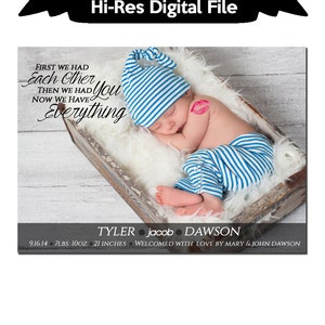 Anuncio de nacimiento, Anuncio de bebé, Anuncio de nacimiento de foto personalizada, Invitación digital imprimible, Anuncio de nacimiento de niño o niña