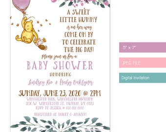 hunny baby shower invitation girl, baby girl shower invitation,  girl baby shower invitation, baby shower invites, baby shower invitation