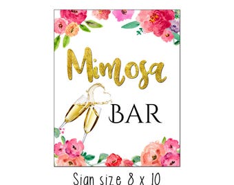Mimosa Bar Sign, Mimosa bar printable, mimosa sign, bridal shower mimosa sign, bridal brunch mimosa sign, mimosa bar signage