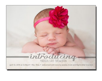 printable birth announcement card, newborn annoucement, printable baby announcement, birth announcement boy, custom birth announcement