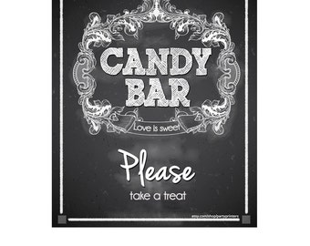 Wedding Candy Bar Sign, Chalkboard Candy Bar Poster, Chalkboard Wedding Candy Bar Sign, Wedding Candy Station Sign, Digital File