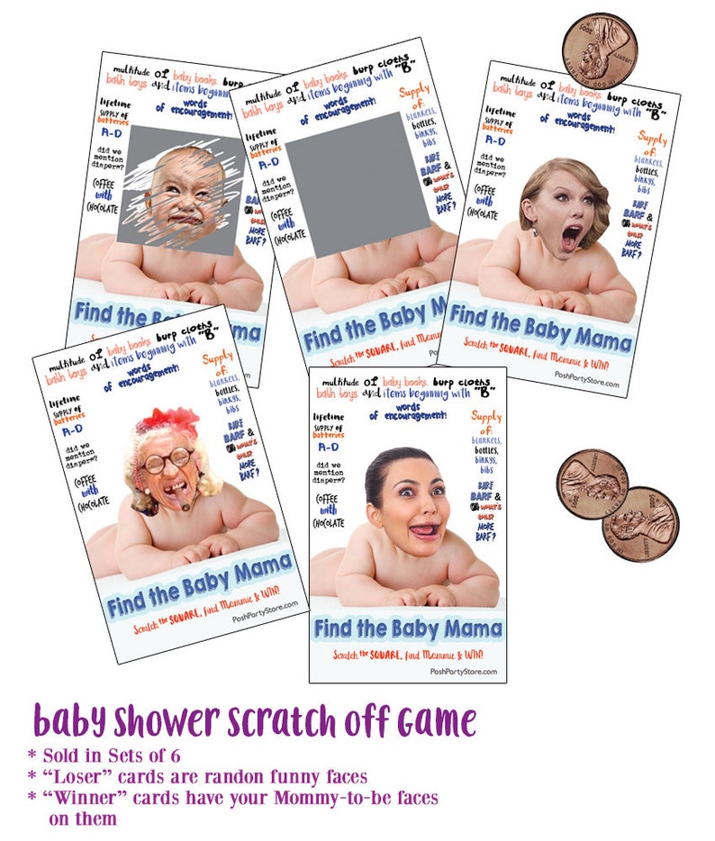 Baby Momma Fun Baby Shower Game, Baby Shower Game girl, shower games girl, baby girl shower games, girl shower games, baby shower game Blue/light skin