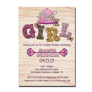 Baby Girl Shower Invitation, Girl Shower Invitation,  Printable Digital Invitation, Baby Sprinkle Invitation