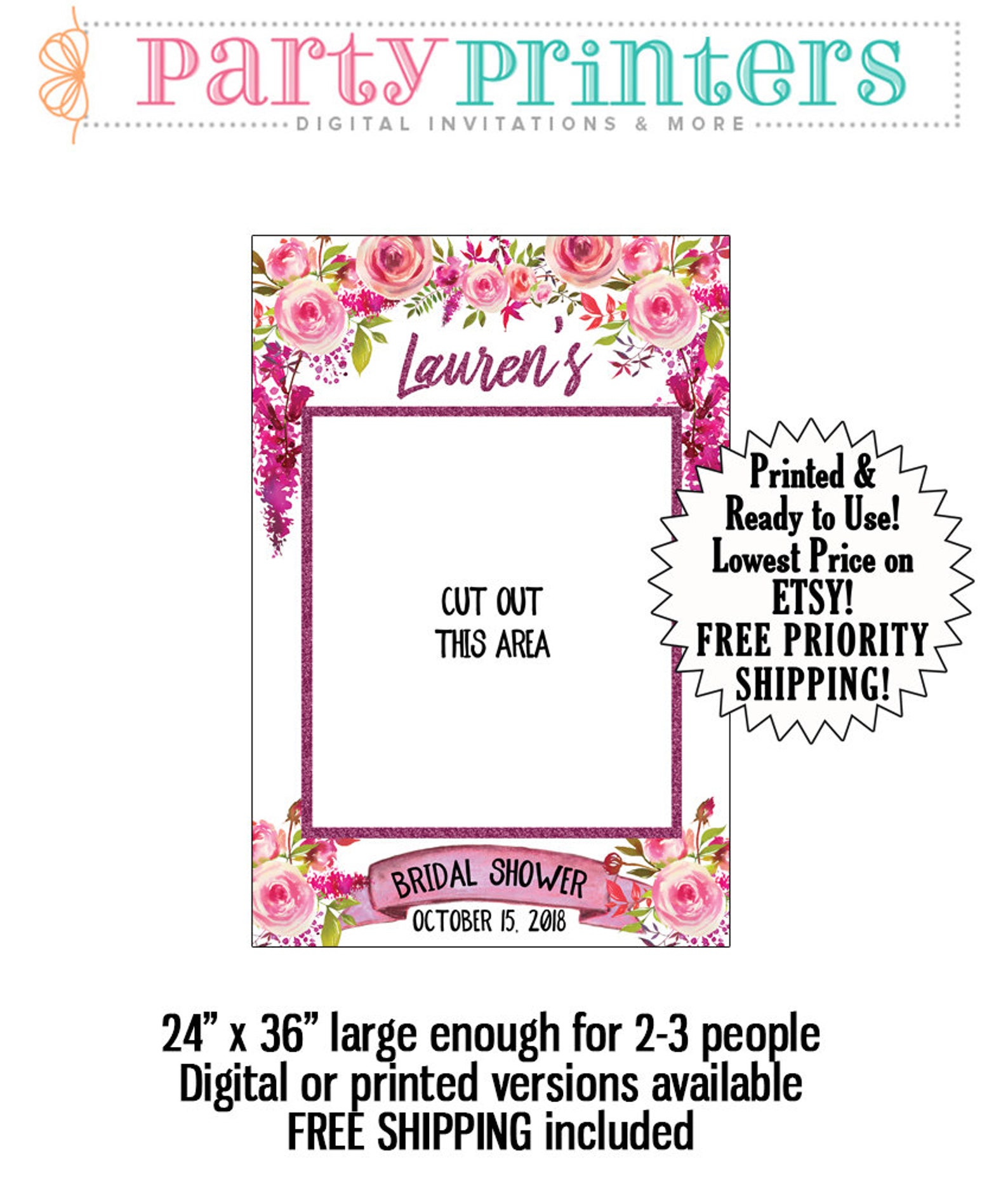 Photo Booth Frame Bridal Shower Photo Booth Props Bridal Etsy