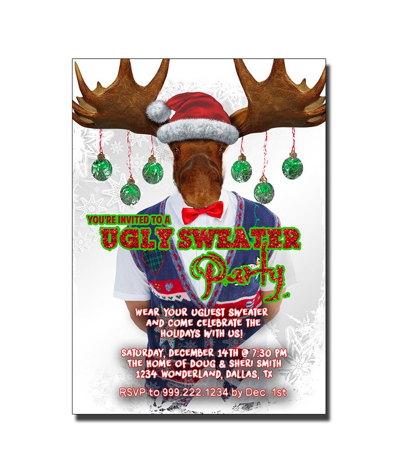 ugly sweater Christmas party invitations, christmas invitations, invitations Christmas party, invitations ugly sweater image 1