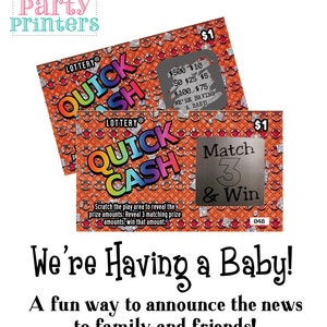 pregnancy announcement cards, scratch off pregnancy announcement cards, scratch off tickets, scratch off lotto replica image 6